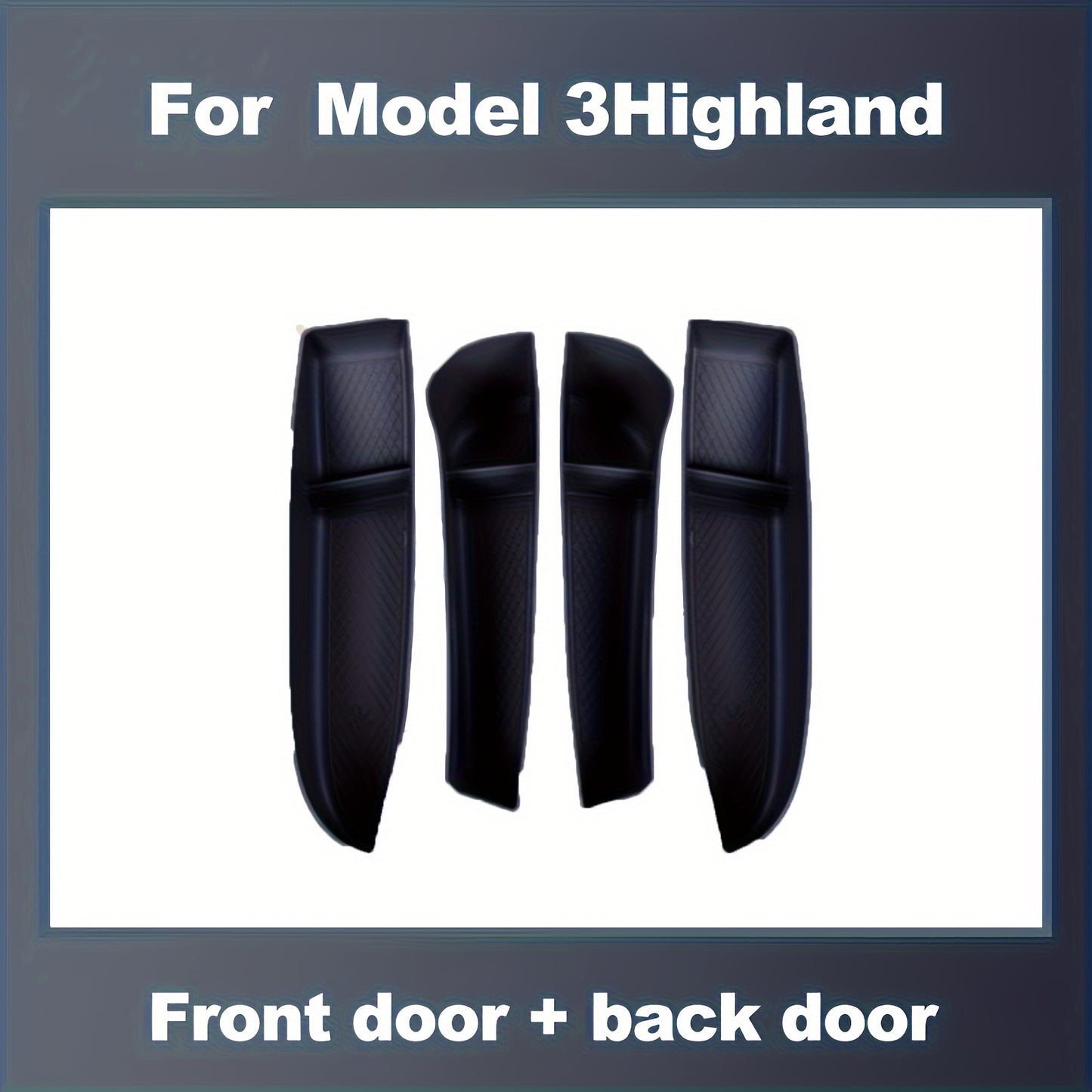 4pcs Premium Tesla Car Door Slot Tray Organizers - Spacious Storage, TPE Material, Easy Installation, Model 3 and Highland Compatible, Durable and Water-Resistant Design