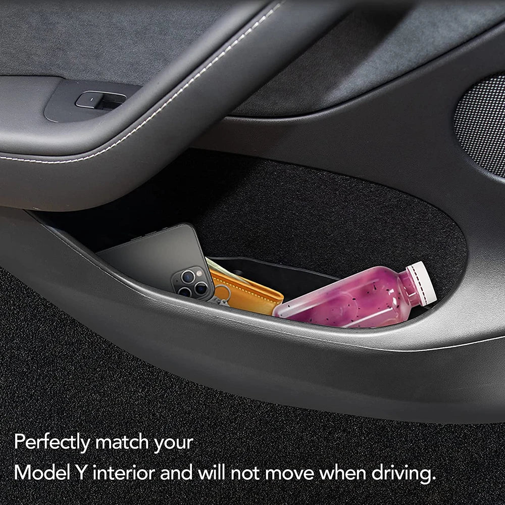 Door Side Storage Box Front Rear Door Handle Armrest Tray Organizer for Tesla Model Y Juniper 2020 - 2025 Model 3 Highland