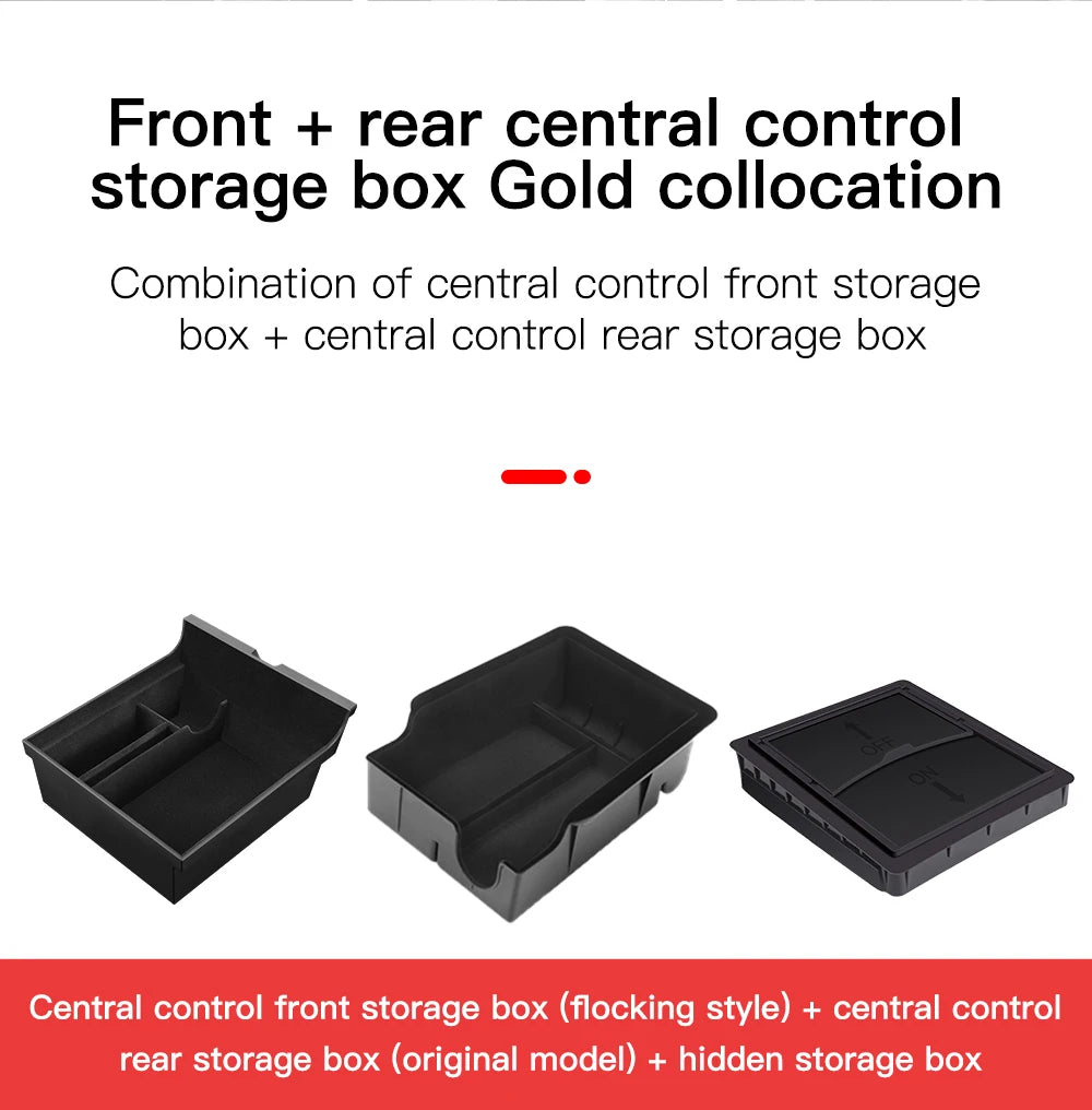 YZ For Tesla Model 3 Model Y 2021-2023 Center Console Organizer Car Tesla Car Armrest Hidden Storage Box Interior Accessories
