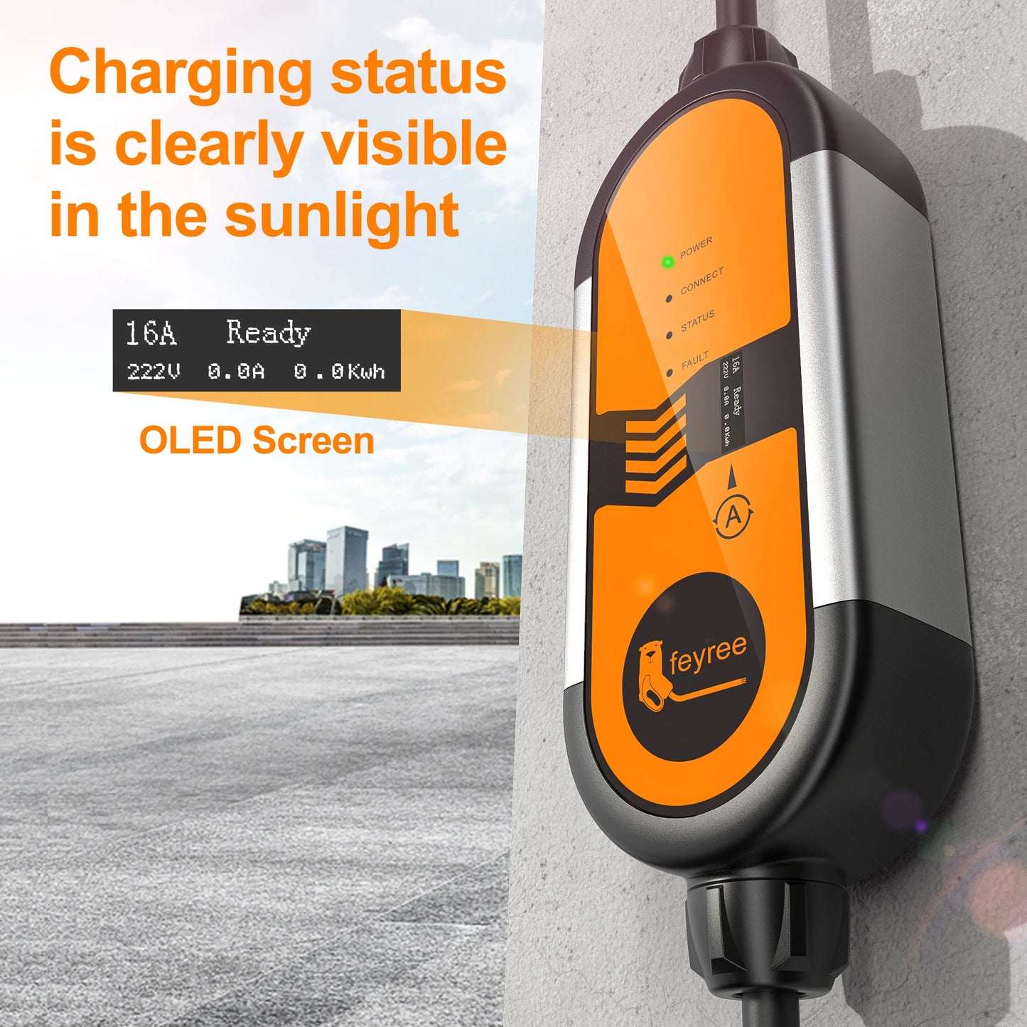 feyree Portable EV Charger 3.5KW 16A TS-NACS Charger Plug Charging Box Adjustable Current Fast Charging Compatible for Tesla Car