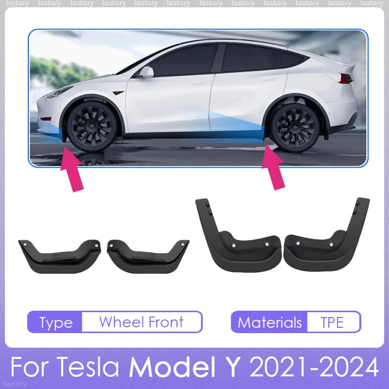 Mudguards for Tesla Model Y 2021-2024 Accessories TPE Mud Flaps Front Rear Wheel Fender Mudflaps for Tesla Model Y 2024 Mudguard