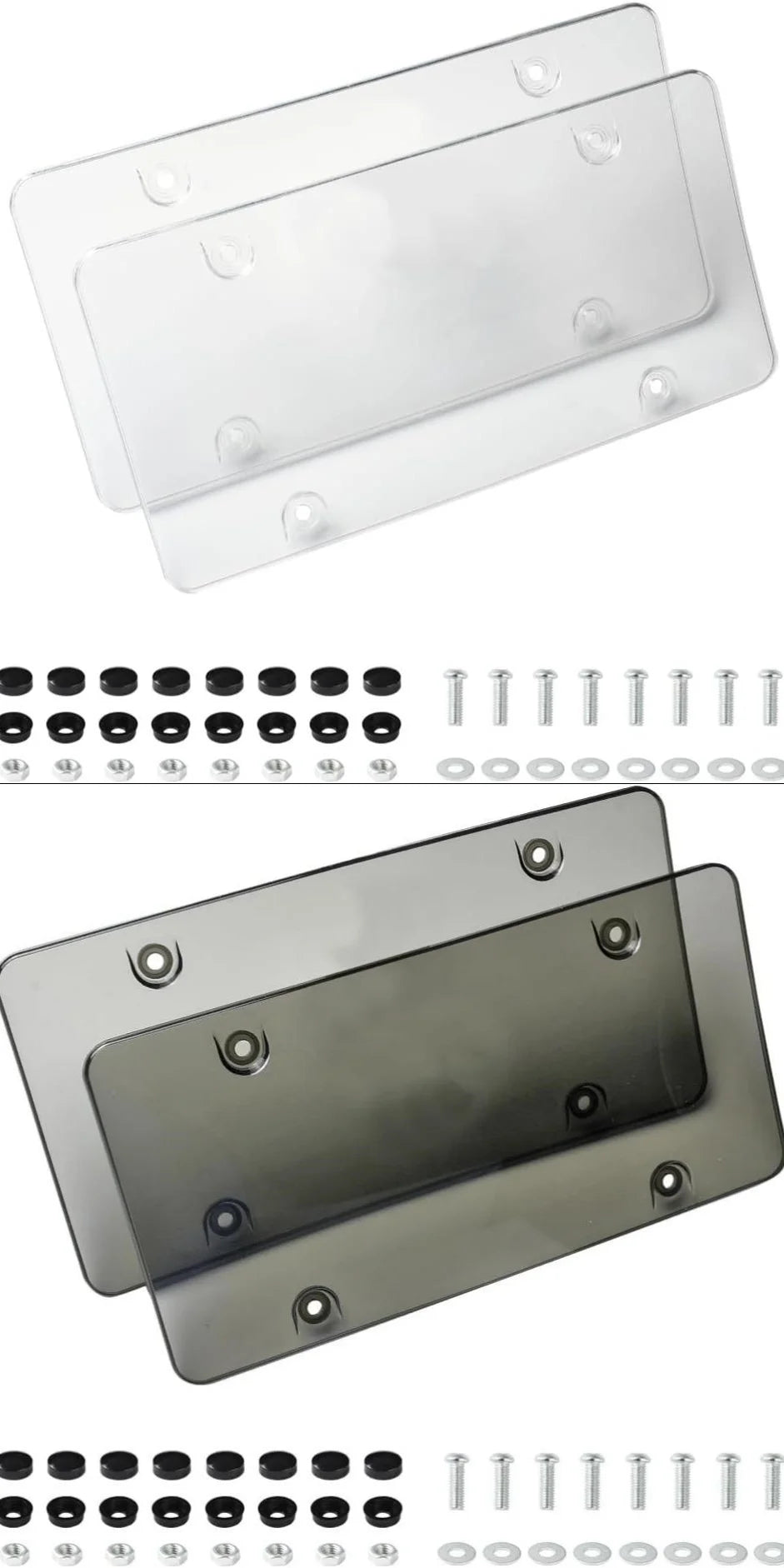 Rainproof Scratch-Resistant Protective Cover for License Plates, Includes Screws and Transparent Cover