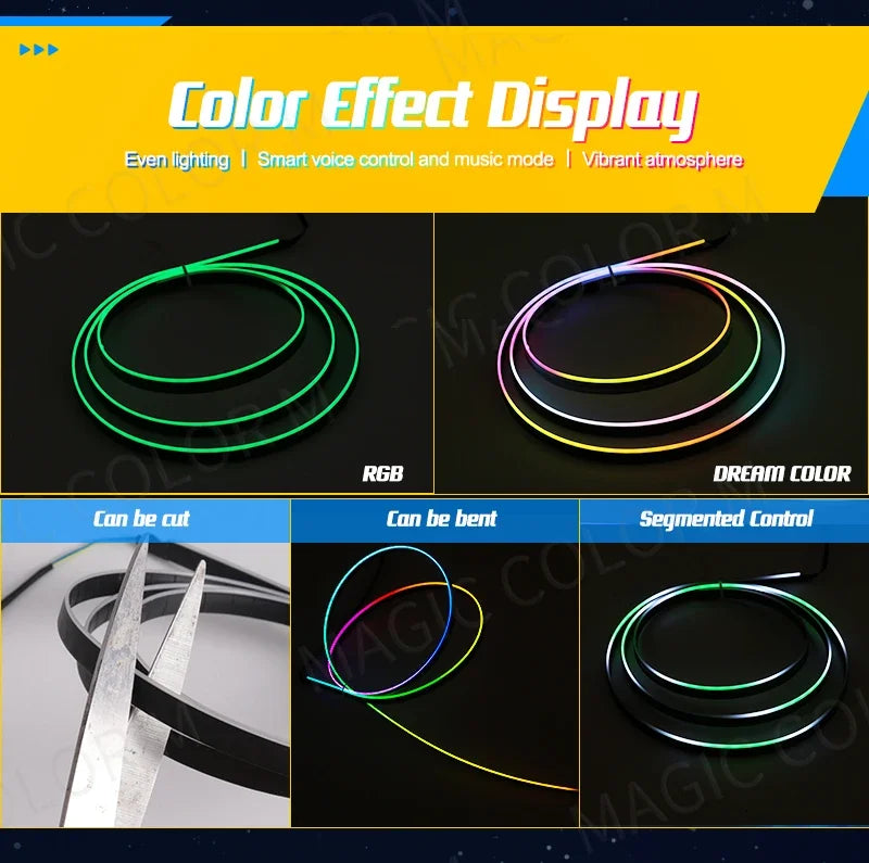 Vgetting For Tesla Car Ambient Lights USB LED Interior RGB Symphony Atmosphere Lamp APP Control Remote For Universal Car Models