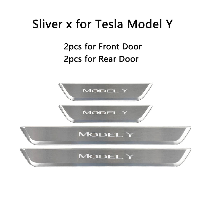 New Wireless LED illuminated Pedal Magnet Car 4xDoor Sills Protector Model Y Model 3 Door Edge Protectors For Tesla Accessories