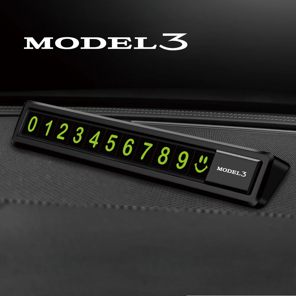 Temporary Car Parking Card Telephone Number Card Hidden Parking Plate Auto Accessories For Tesla Model 3 X S Y P100D SpaceX