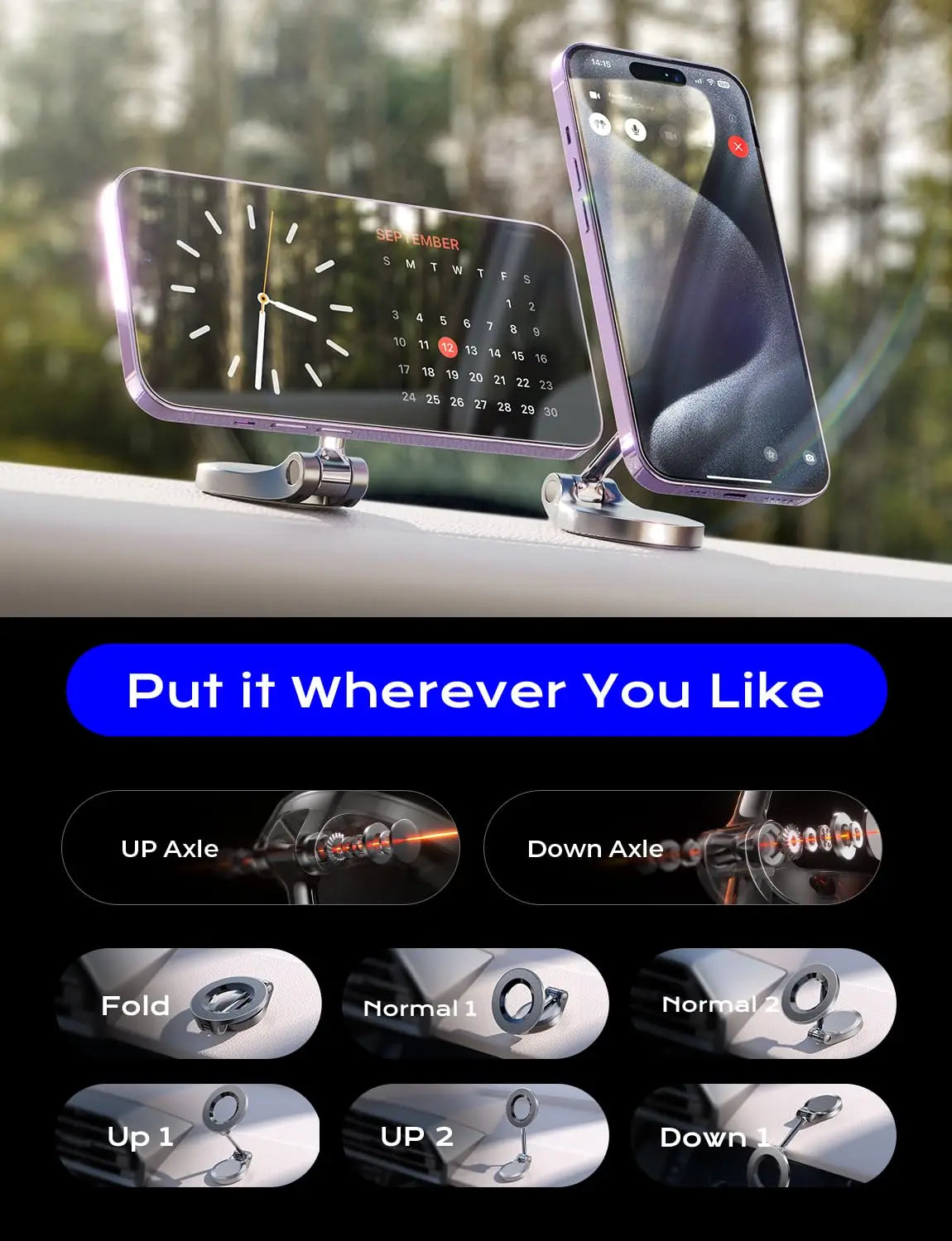 1080 Magsafe Car Phone Holder For iPhone 14 15 For Android In Car Accesiories Mobile Cellphone Holders Support For Tesla Mount