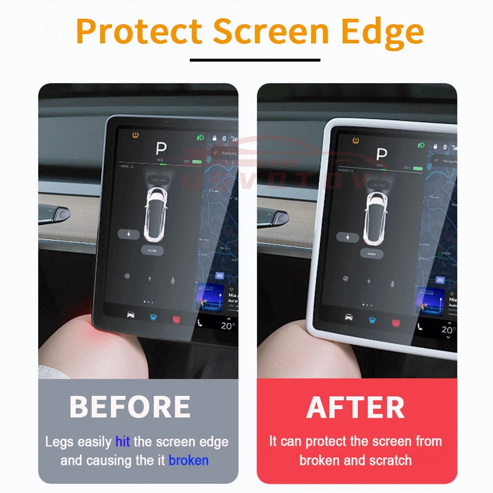 For Tesla Model 3 Y Highland Screen Protector Silicone Frame Display Edge Body Cover Central Control Accessories 2024 2023 2022