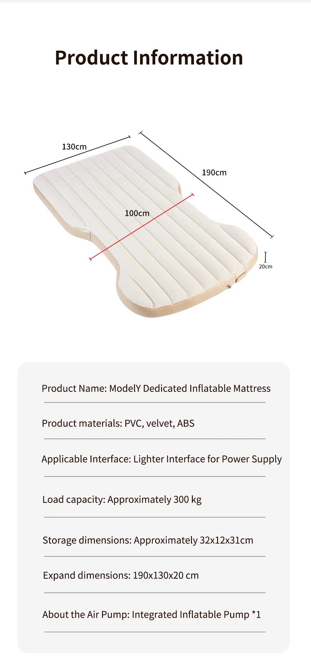 YZ For Tesla Model Y Juniper 2021-2025 Mattress Automobile Self-Inflating Mattress Travel Mattress Inflatable Camping Mattress