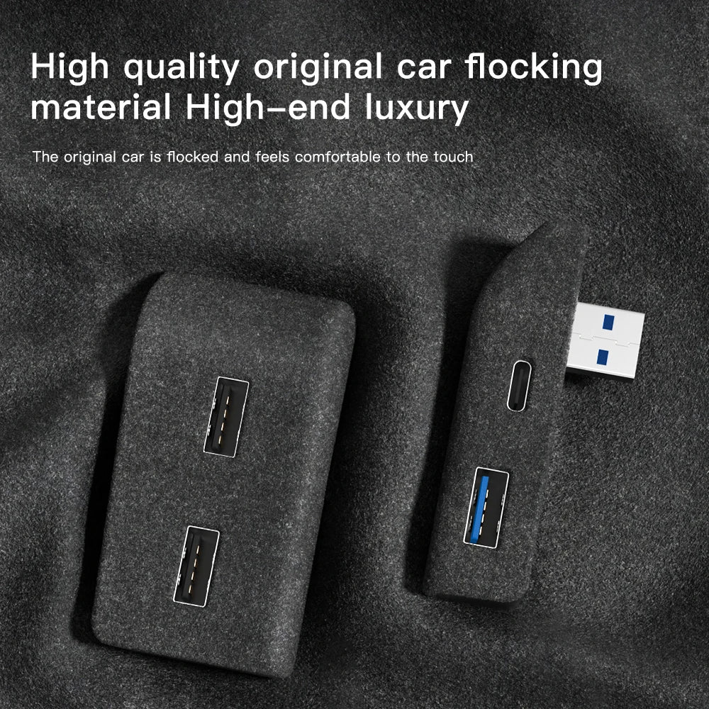 YZ For Tesla Model 3 Y Highland Juniper 2021-2025 Glove Box Flocking USB HUB Adapter Quick Charger Car Accessories