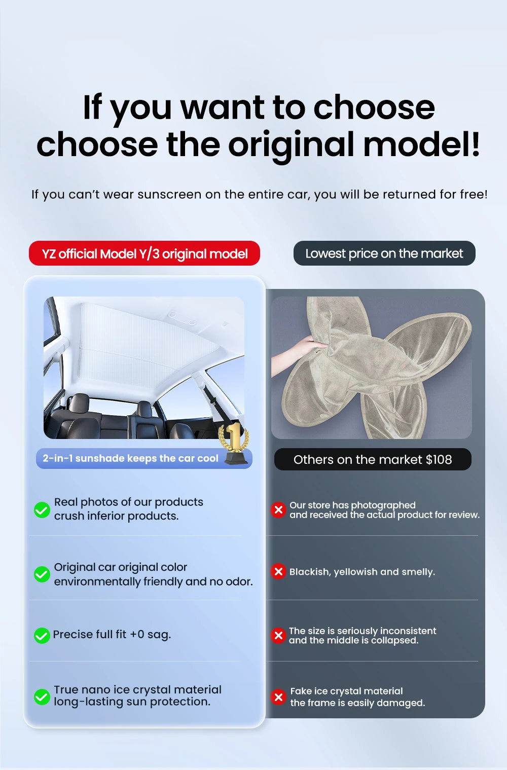 YZ For Tesla Model 3 Y Highland 2021-2024 sun visor for car Upgrade Ice Cloth Buckle Sun Shades Glass Roof Skylight Vehicle
