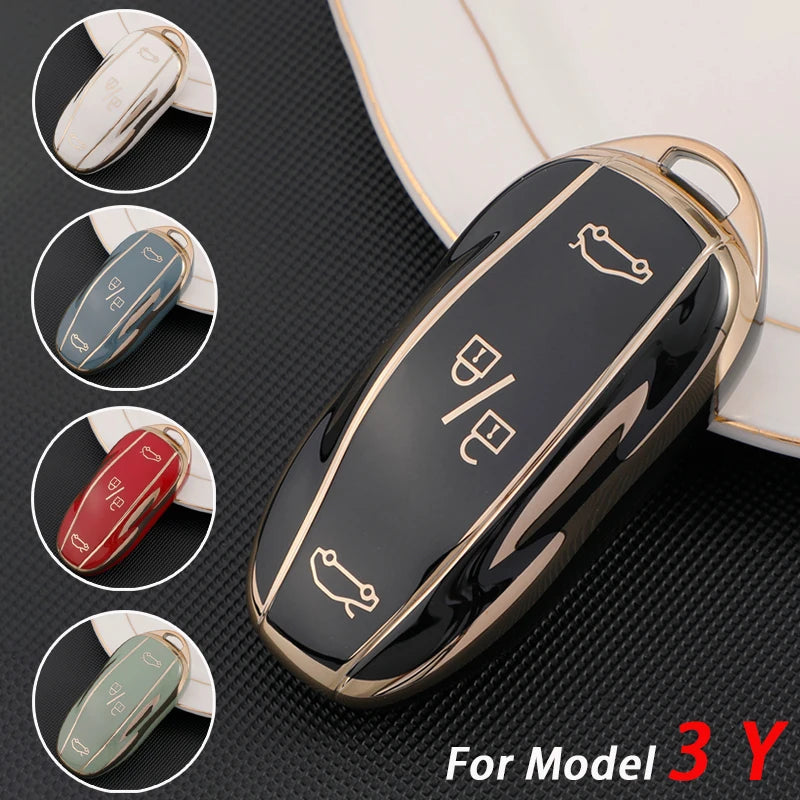 Soft TPU Car Smart Key Case Cover For Tesla Model 3 S X Y Auto Remote Shell Fob Holder Protector Keychain Accessories