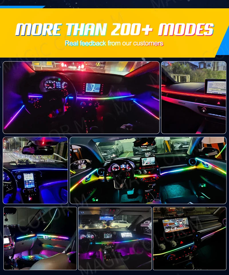 Vegetting 140cm Car Ambient Lights LED Interior RGB Symphony Atmosphere Lamp USB APP Control Remote for Tesla Model 3 Y S X