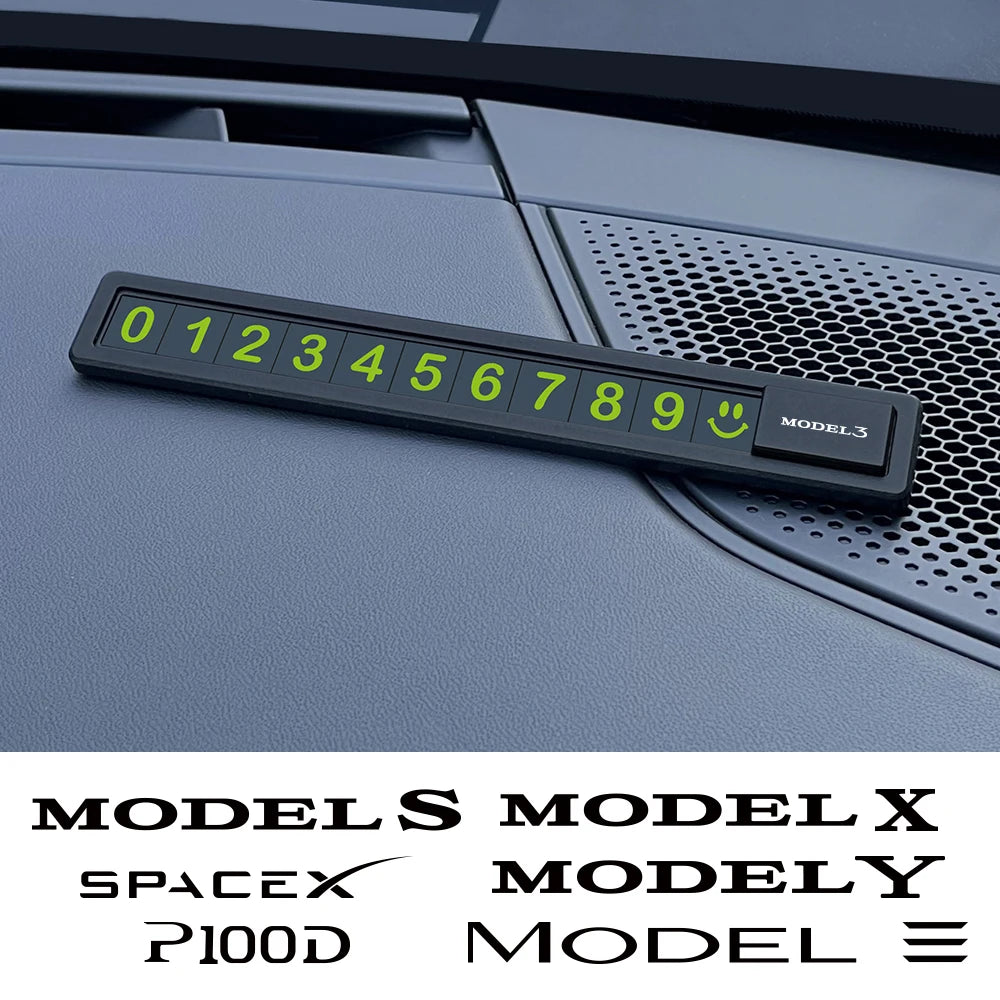 Temporary Car Parking Card Telephone Number Card Hidden Parking Plate Auto Accessories For Tesla Model 3 X S Y P100D SpaceX