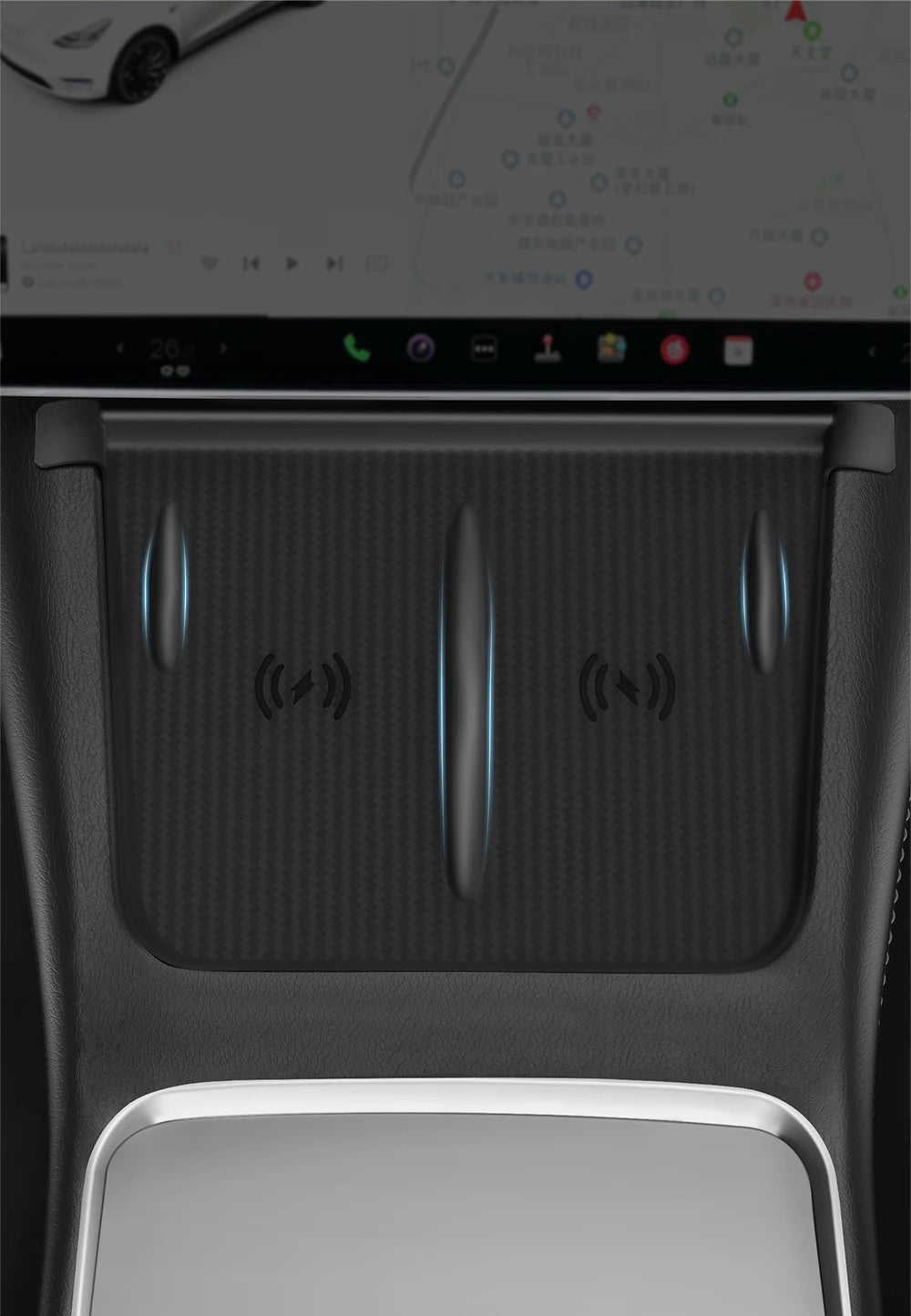 YZ For Tesla Model 3 Y Highland Juniper 2021-2025 Silicone Anti-skid Pad For Tesla Car Phone Wireless Charging Pad Accessories
