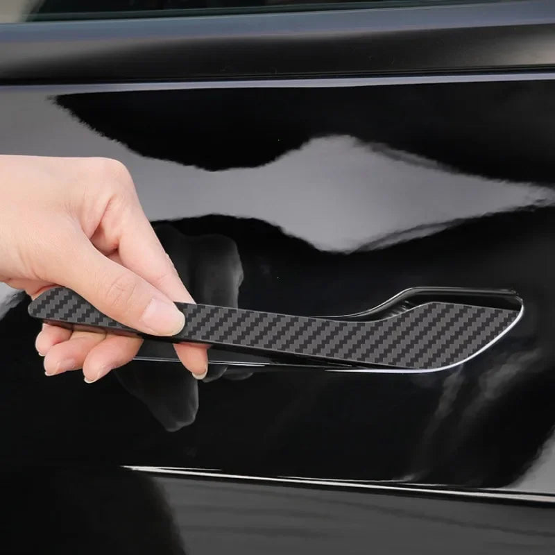 For Tesla Model 3 Y Carbon Fiber ABS Styling Premium Durable Accessories model3 2024 Car Door Handle Cover Protector Sticker