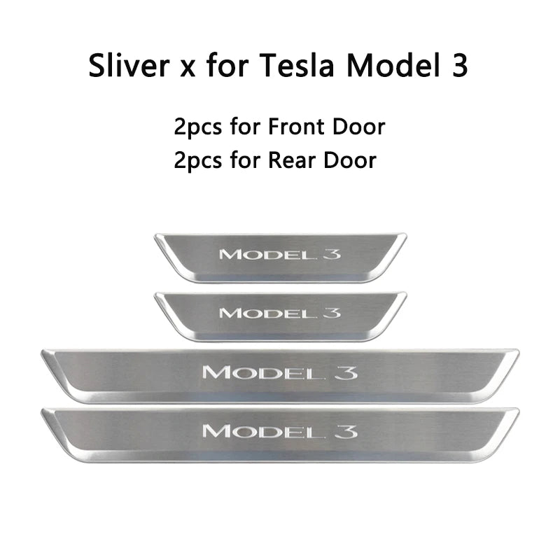 New Wireless LED illuminated Pedal Magnet Car 4xDoor Sills Protector Model Y Model 3 Door Edge Protectors For Tesla Accessories