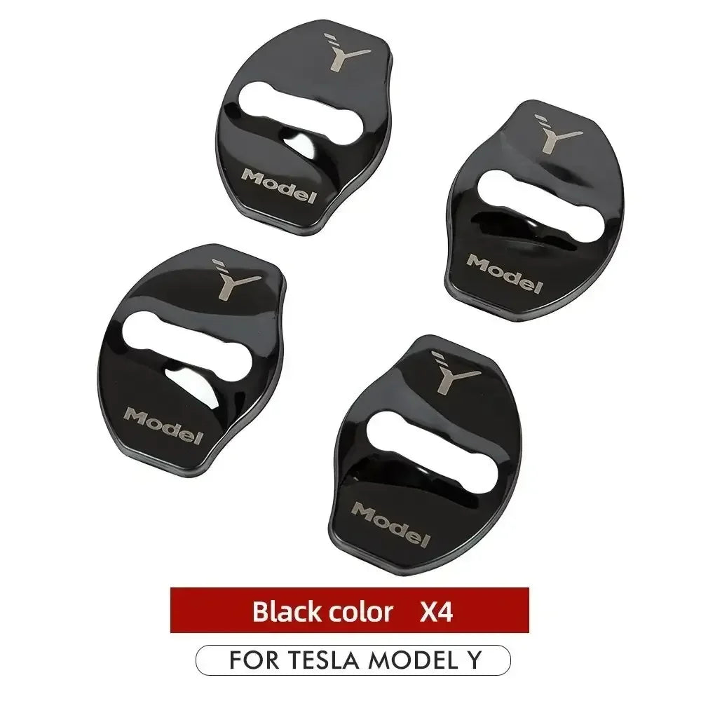 Car Door Lock Buckle Cover Door Lock For Tesla Model Y Carbon Fiber Metal Sticker Protector Accessories Decoration