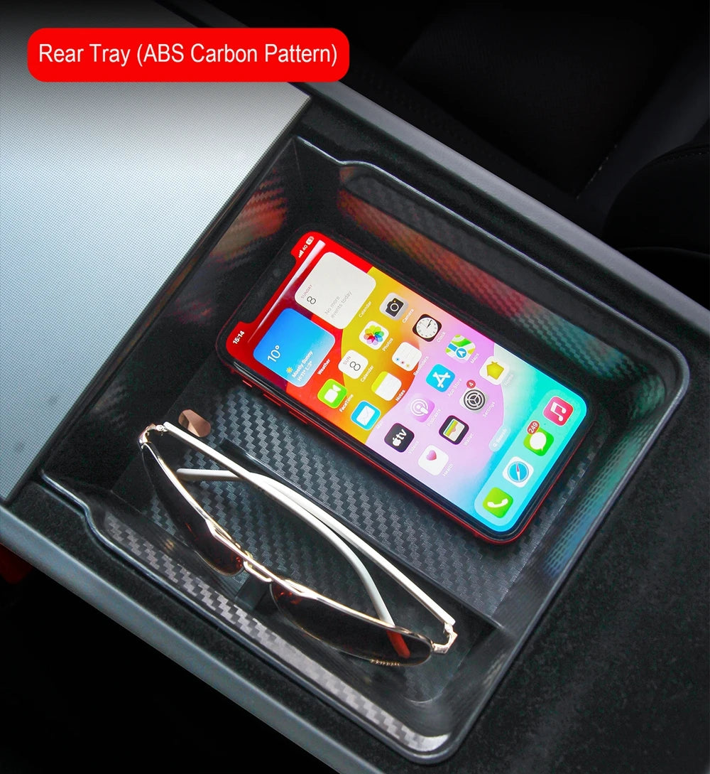 Center Console Trays for Tesla Model Y Juniper 2025 Launch Model 3 Highland Organizer Accessories Armrest Storage Box Cup Holder