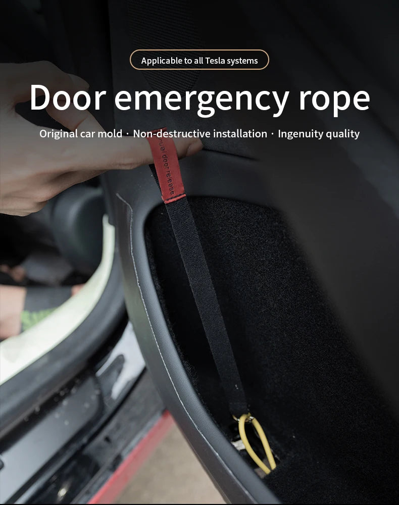 Car Door Emergency Handle Extended Manual Door Release Emergency Safety Pull Rope Emergency Puller Button for Tesla Model Y
