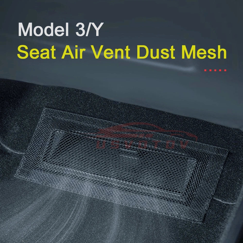 2 Pcs For Tesla Model Y 3 Highland 2024 Air Vents Cover Under Seat Outlet Protector Anti-blocking Dust Mesh Interior Accessories
