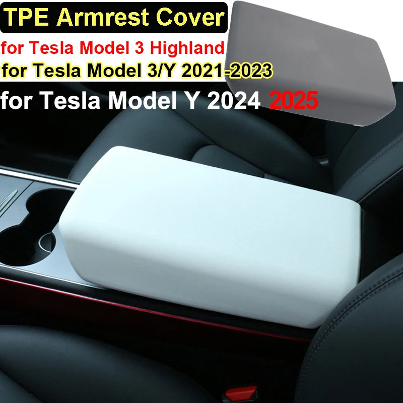 For Tesla Model 3 Y 2023 2024 Juniper 2025 Accessories Armrest Protector Box Cover TPE Center Console Panel Pad Model3 Highland