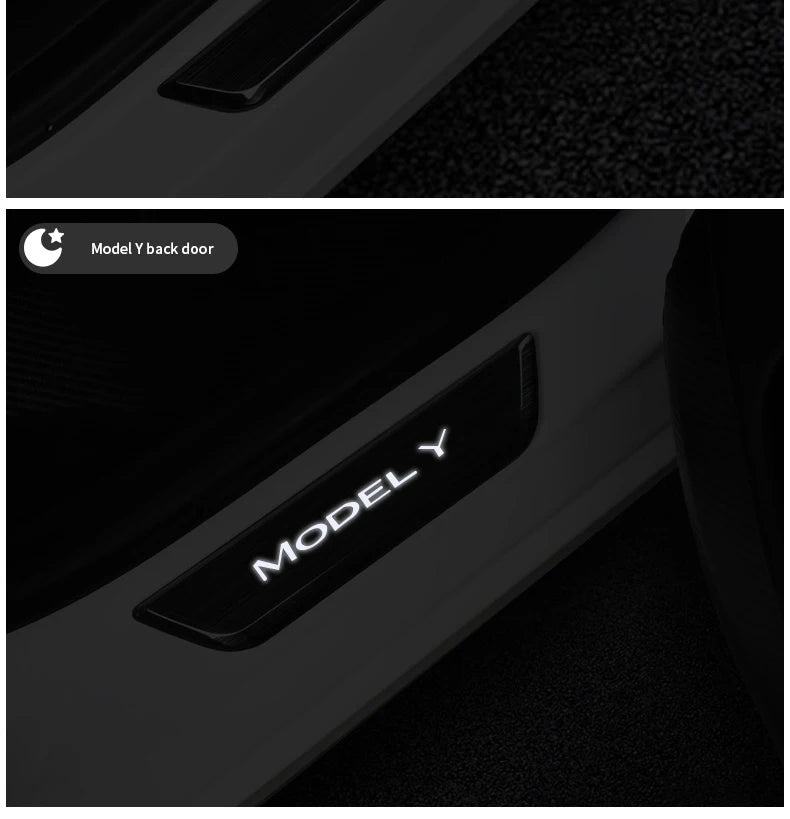 New Wireless LED illuminated Pedal Magnet Car 4xDoor Sills Protector Model Y Model 3 Door Edge Protectors For Tesla Accessories