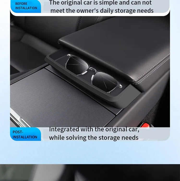 For Tesla Model 3 HIghland Armrest Glasses Storage Box For 2024 Tesla Model 3 Silicone Phone Storage Pocket