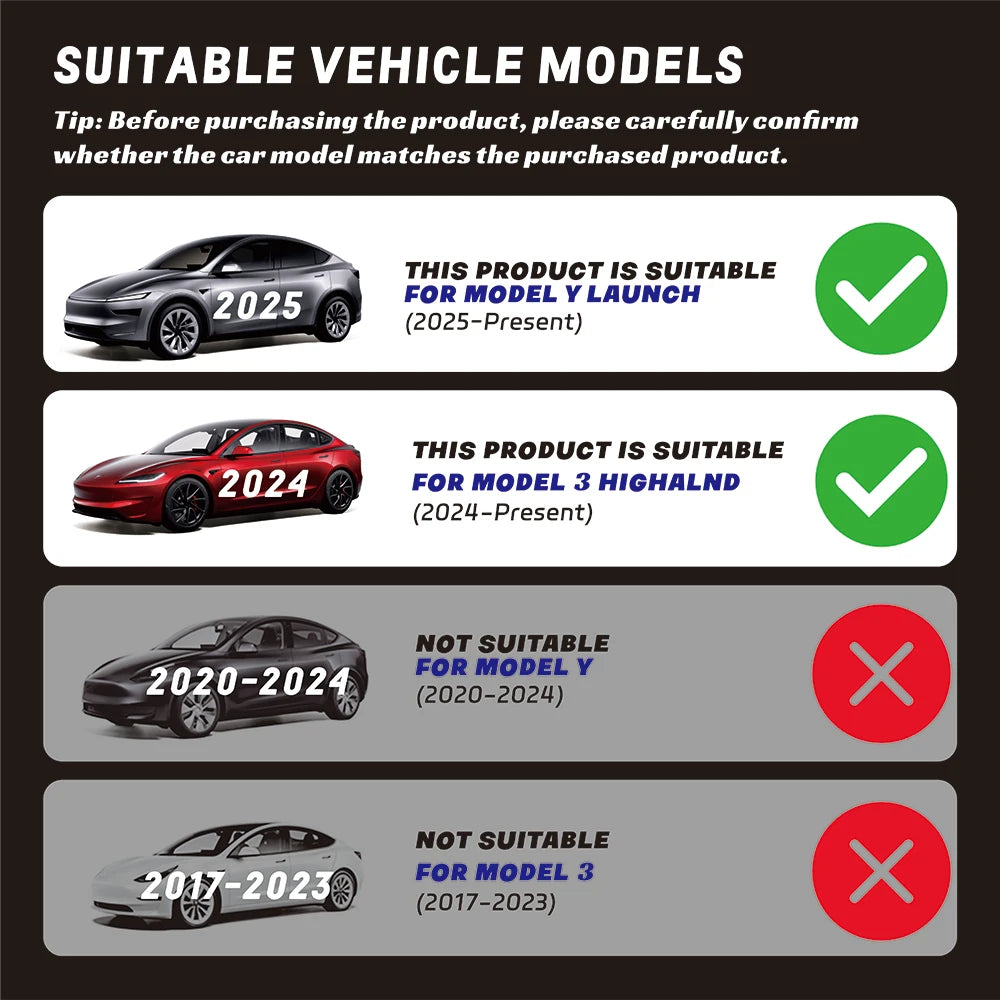 Tempered Glass Film Protector for New Tesla Model Y Juniper 2025 Launch Model 3 Highland 2024 Front and Rear Screen Protective