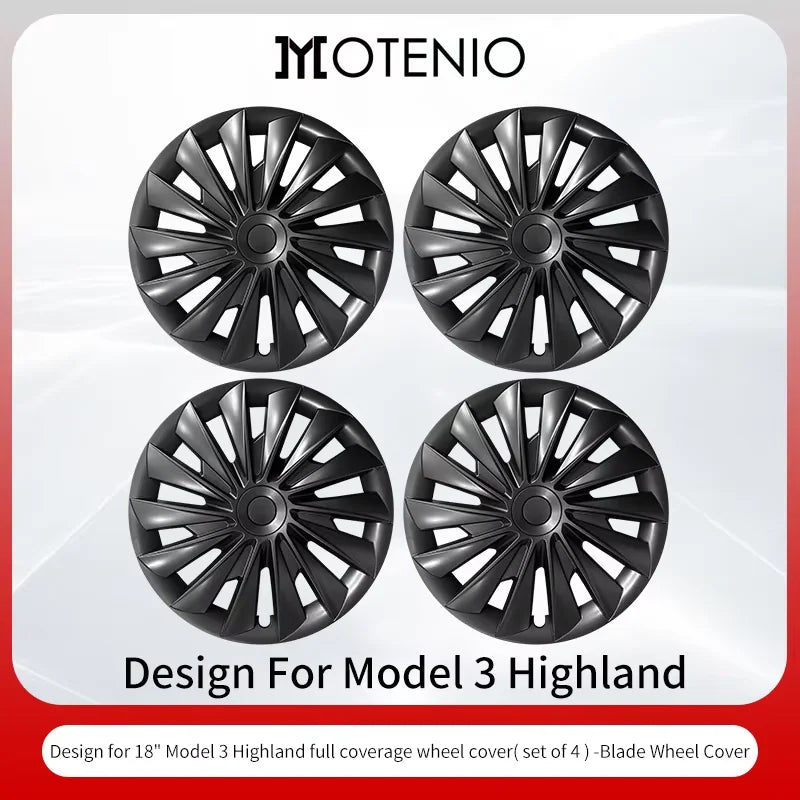 4PCS for Model 3 Highland 2023-2025 Wheel Cover 18 Inch Hubcap New Blade Style Wheel Cover Rim Hubcaps Car Protection for Tesla
