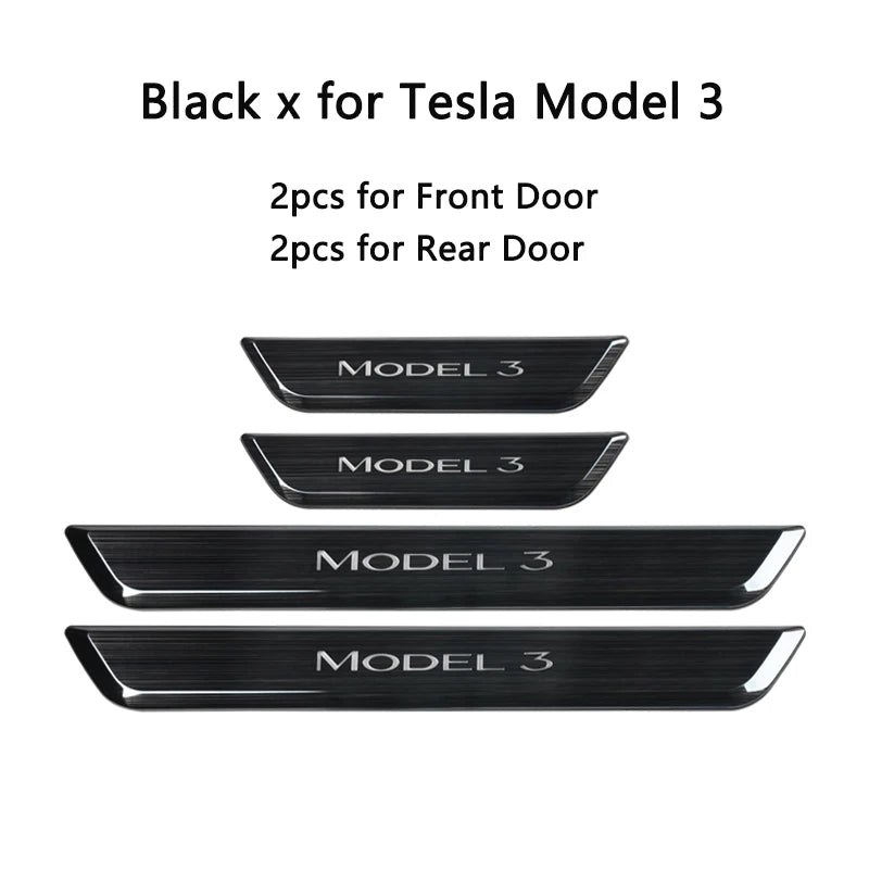 New Wireless LED illuminated Pedal Magnet Car 4xDoor Sills Protector Model Y Model 3 Door Edge Protectors For Tesla Accessories