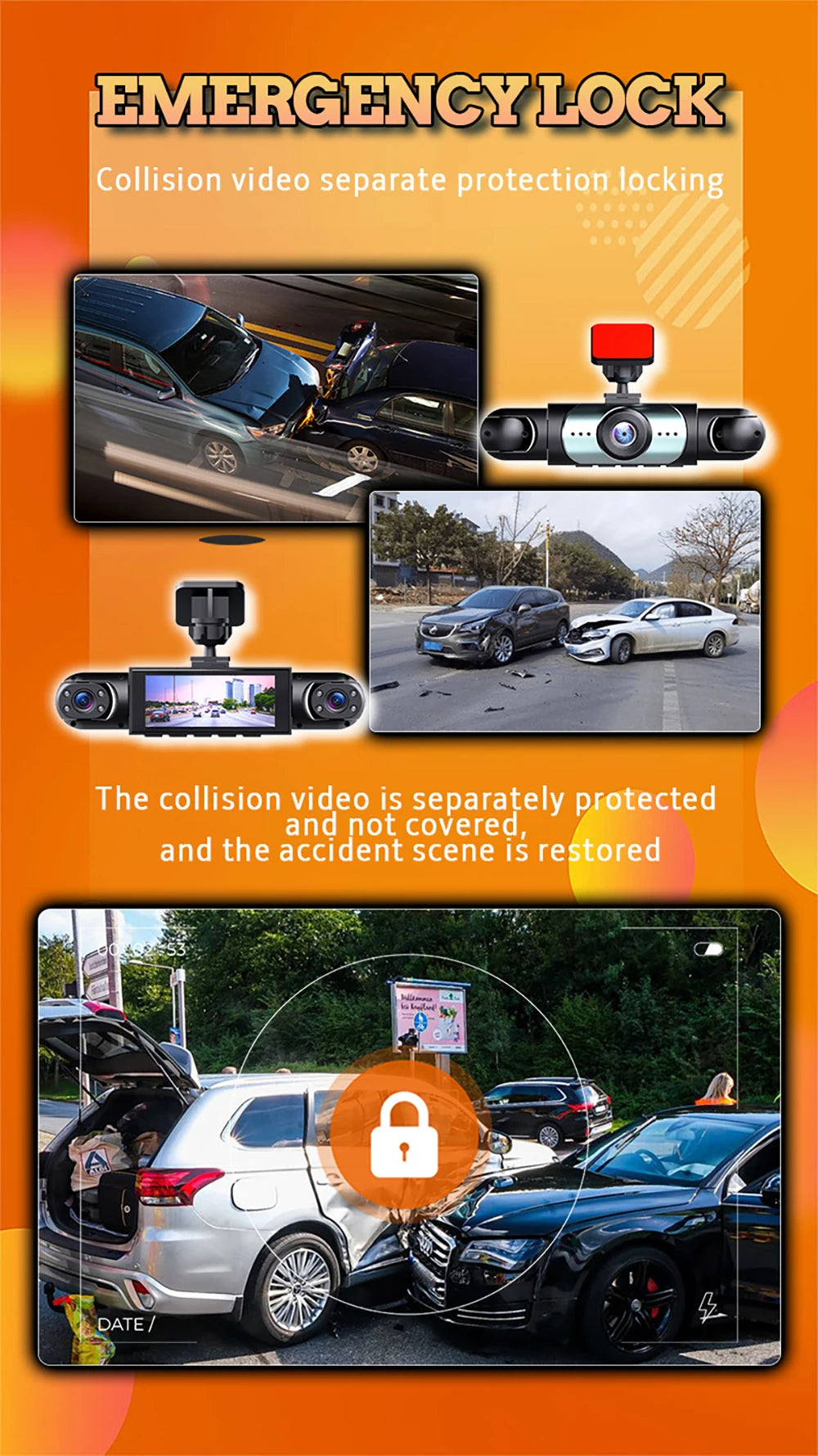 Dash Cam for Car 3/4 Channels Video Recorder 1080P Car DVR Front inside Rotatable and Rear View Night Vision Car accessory