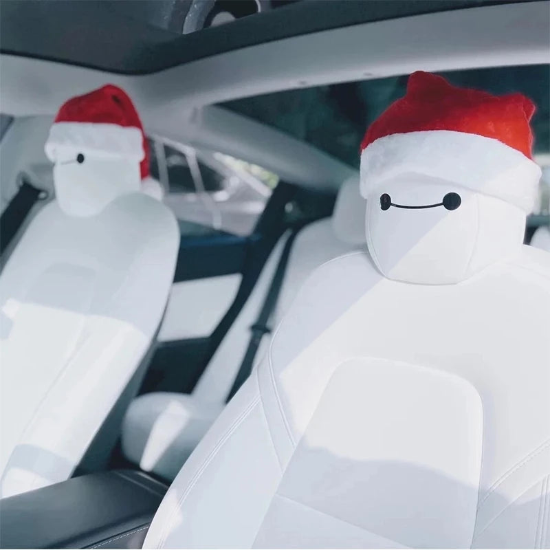 4pcs Baymax Seat Headrest Stickers For Tesla Model 3 Y S X 2025 2024 - 2017 Eyes Decal Christmas Gifts Car Interior Accessories