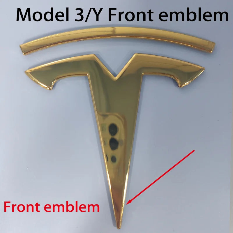 Tesla Car Front Emblem Rear Trunk Emblem Sticke for Model 3 Mode Y metal logo replacement rear and rear logos blackening