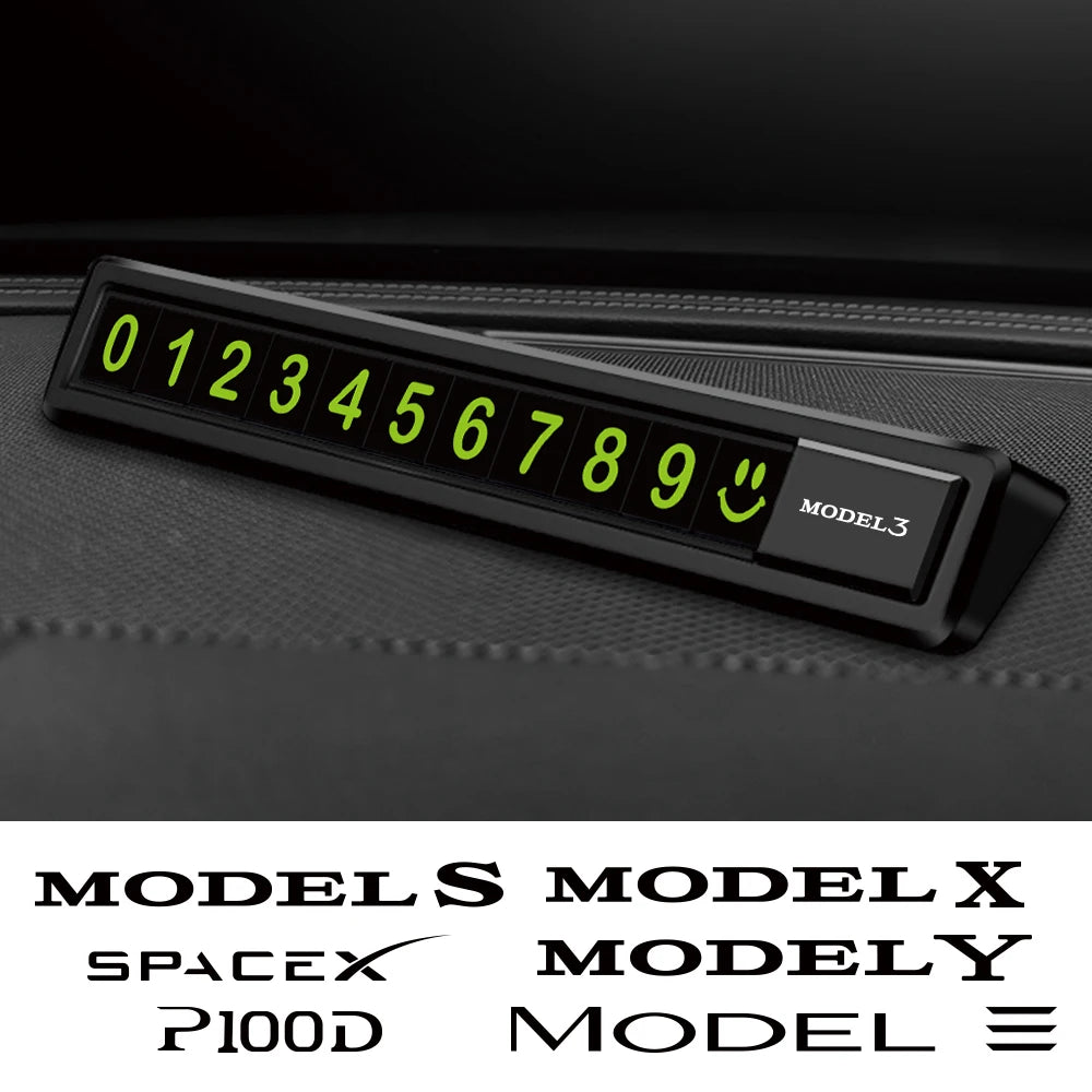 Temporary Car Parking Card Telephone Number Card Hidden Parking Plate Auto Accessories For Tesla Model 3 X S Y P100D SpaceX