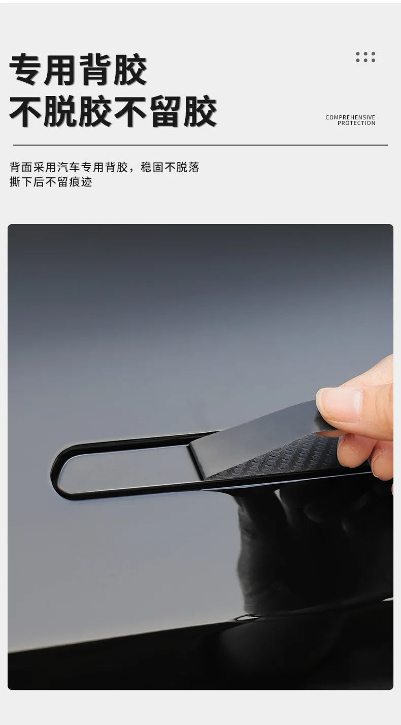 For Tesla Model 3 Y Carbon Fiber ABS Styling Premium Durable Accessories model3 2024 Car Door Handle Cover Protector Sticker