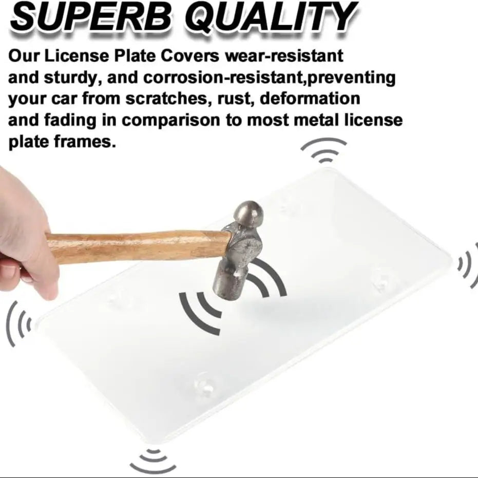 Rainproof Scratch-Resistant Protective Cover for License Plates, Includes Screws and Transparent Cover