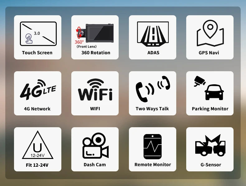 Dash Camera For Cars Rear And Front Dashcam WiFi With 4g Gps Adas Support 4g Remote Monitor Android 10 2+32g