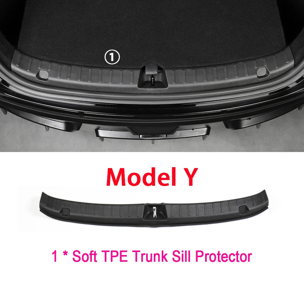 Rear Trunk Bumper Protector Guard For Tesla Model Y Juniper Launch Accessories 2025 2024 Trunk Threshold Sill Cover Mat Plate