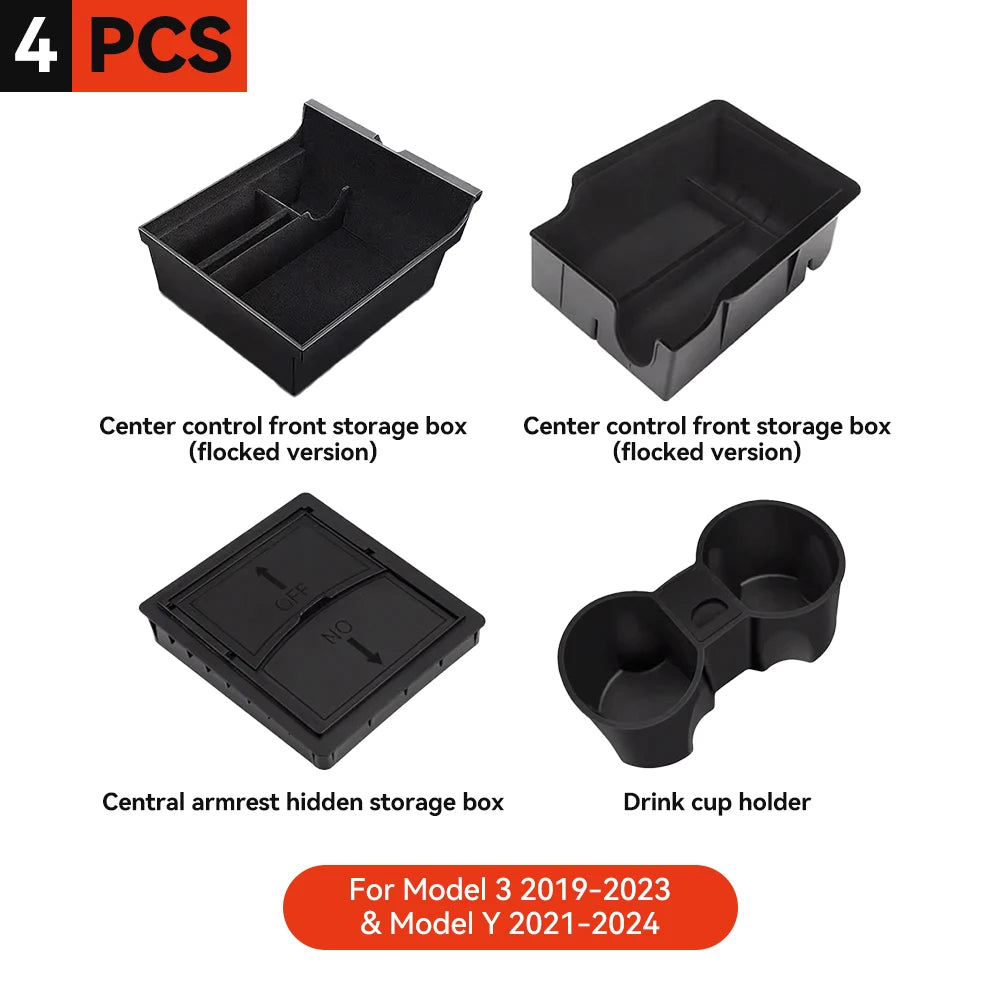 YZ For Tesla Model 3 Model Y 2021-2023 Center Console Organizer Car Tesla Car Armrest Hidden Storage Box Interior Accessories