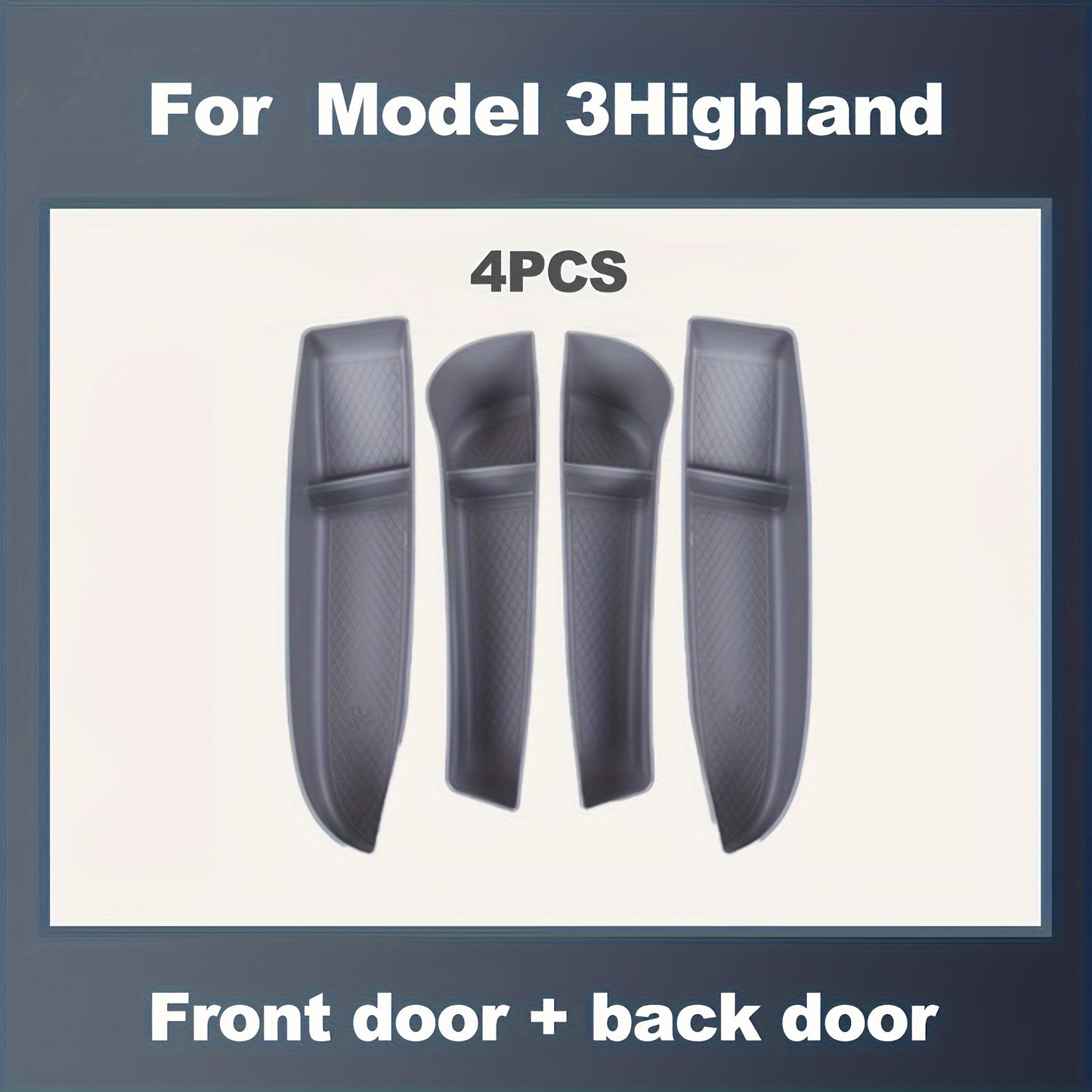 4pcs Premium Tesla Car Door Slot Tray Organizers - Spacious Storage, TPE Material, Easy Installation, Model 3 and Highland Compatible, Durable and Water-Resistant Design