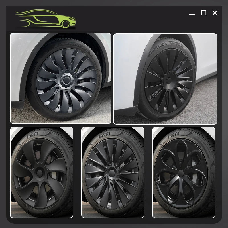 4PCS Design for TESLA Model Y 2020-2024 Vehicle Full Coverage Storm Wheel Cover Cap 19 Inches Wheel Hubcap Automobile Accessorie