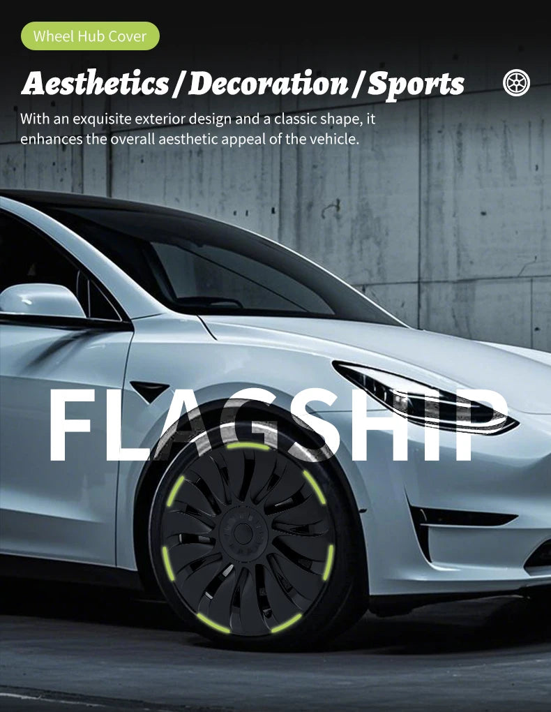 4PCS Design for TESLA Model Y 2020-2024 Vehicle Full Coverage Storm Wheel Cover Cap 19 Inches Wheel Hubcap Automobile Accessorie
