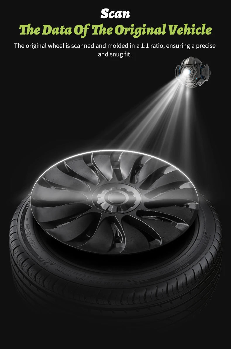 4PCS Design for TESLA Model Y 2020-2024 Vehicle Full Coverage Storm Wheel Cover Cap 19 Inches Wheel Hubcap Automobile Accessorie