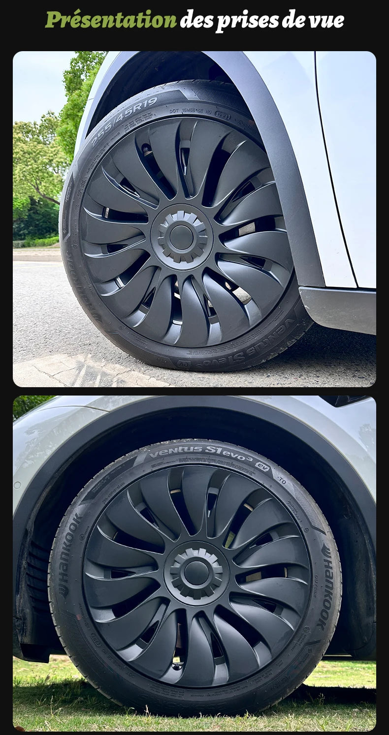4PCS Design for TESLA Model Y 2020-2024 Vehicle Full Coverage Storm Wheel Cover Cap 19 Inches Wheel Hubcap Automobile Accessorie