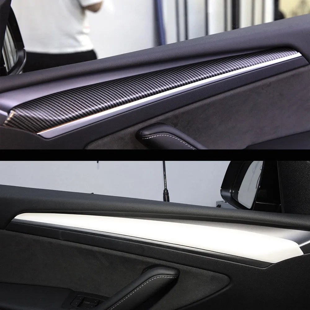 Heenvn For Tesla Model 3 2023 Carbon Fiber ABS Car Center Console Panel Trim Model Y 2022 Accessories Tesla Model 3 Dashboard
