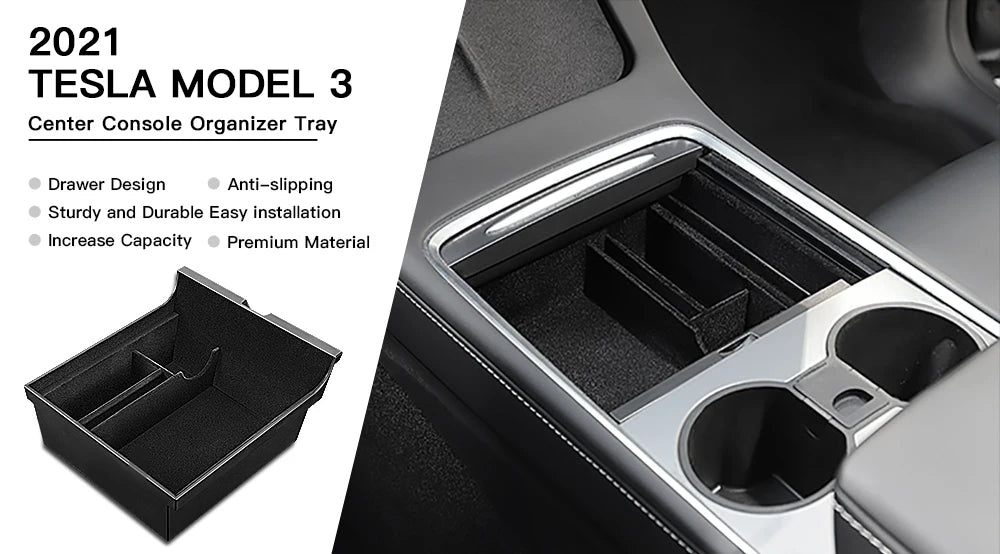 YZ For Tesla Model 3 Model Y 2021-2023  Center Console Organizer Car Tesla Car Armrest Hidden Storage Box Interior Accessories