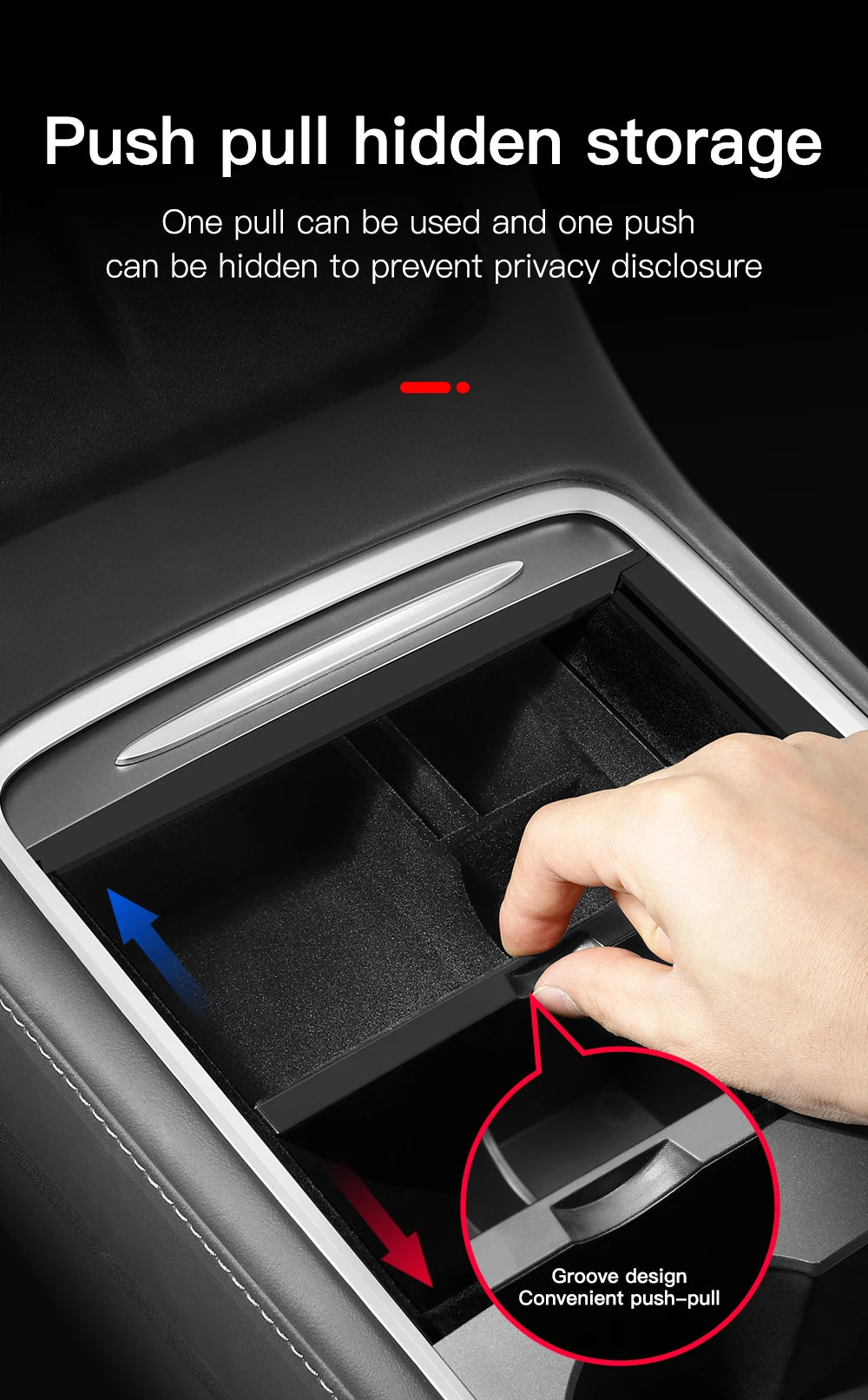 YZ For Tesla Model 3 Model Y 2021-2023  Center Console Organizer Car Tesla Car Armrest Hidden Storage Box Interior Accessories