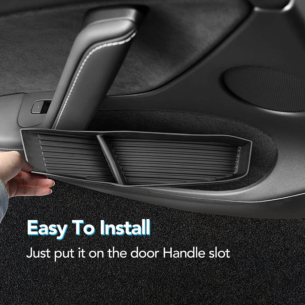 Door Side Storage Box Front Rear Door Handle Armrest Tray Organizer for Tesla Model Y Juniper 2020 - 2025 Model 3 Highland
