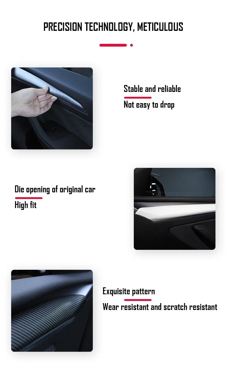 Heenvn For Tesla Model 3 2023 Carbon Fiber ABS Car Center Console Panel Trim Model Y 2022 Accessories Tesla Model 3 Dashboard