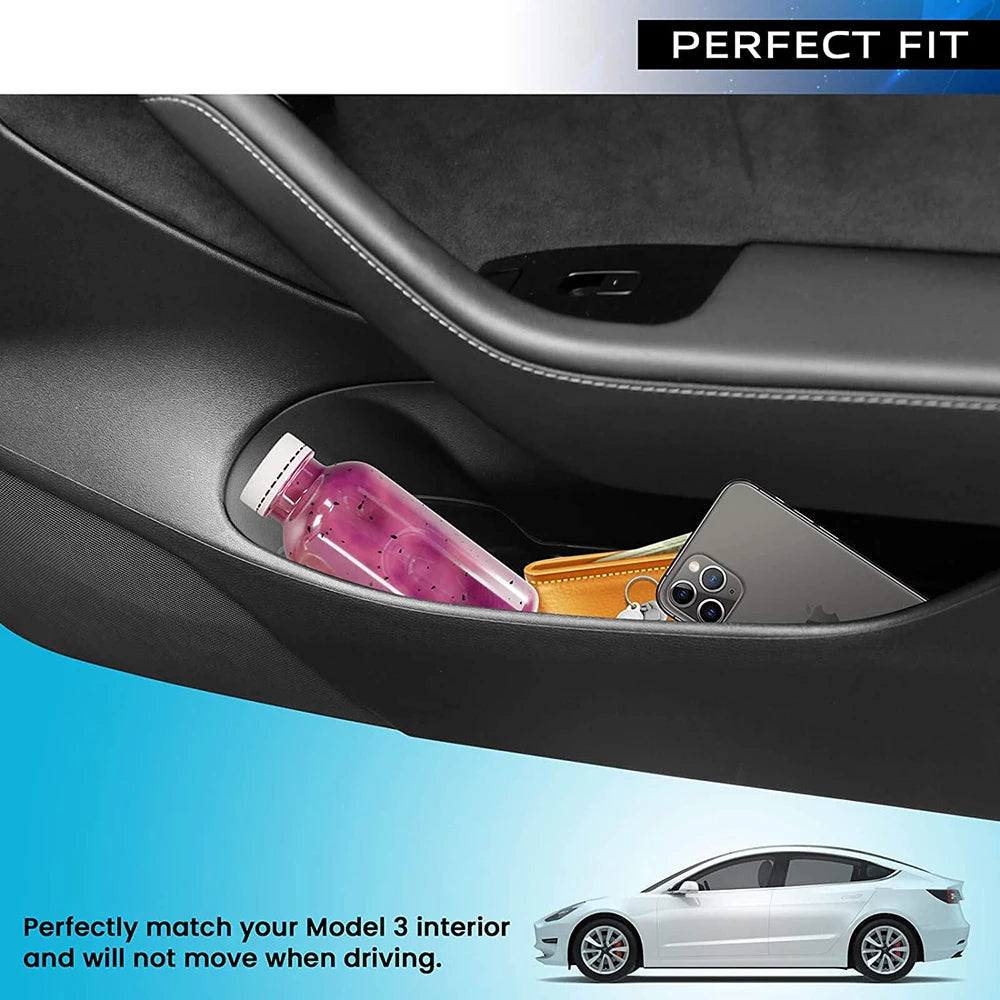 Door Side Storage Box Front Rear Door Handle Armrest Tray Organizer for Tesla Model Y Juniper 2020 - 2025 Model 3 Highland